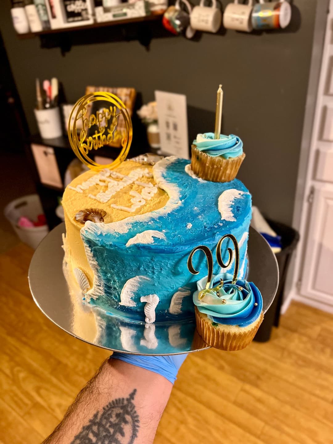 Beach-themed birthday cake